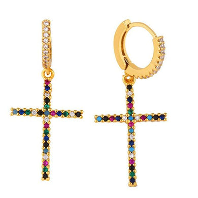 Multicolor Rhinestone Cross Earrings - BARUCH Style