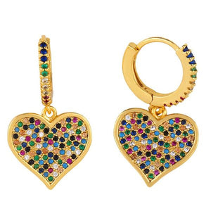 Multicolor Rhinestone Heart Earrings - BARUCH Style