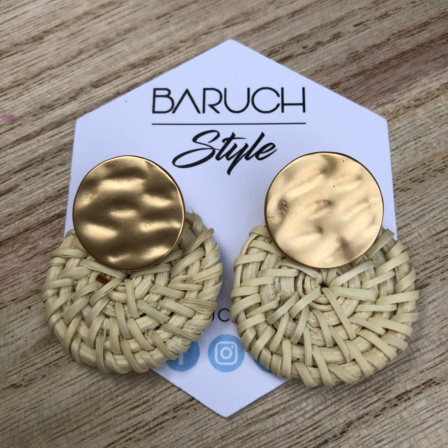 Round Raffia Weaving Earrings - BARUCH Style