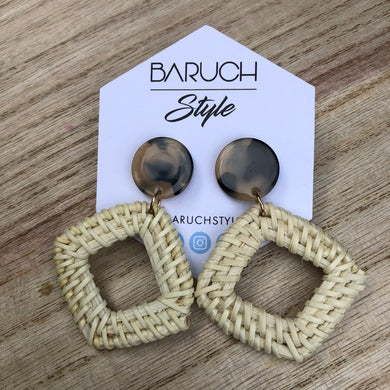 Quadrangle Rafia Weaving Earrings - BARUCH Style