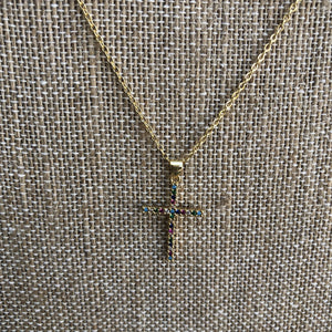 Multicolor Rhinestone Cross Necklace - BARUCH Style