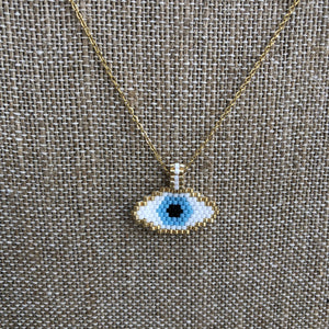 Oval Evil Eye Beaded Necklace - BARUCH Style