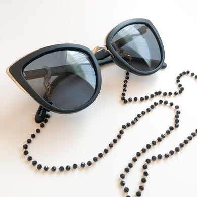 Sunglass Cord Chain / Face-Mask Holder (Black Crystal Beads) - BARUCH Style