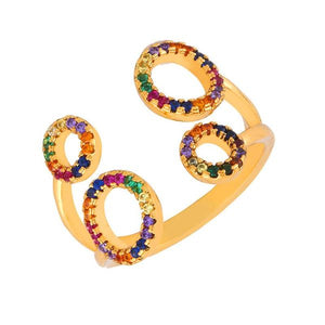 Multicolor Rhinestone Rainbow Ring - BARUCH Style