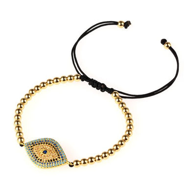 Gold Filled Gold Beads Evil Eye Bracelet - BARUCH Style