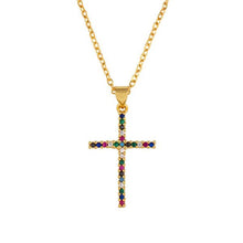 Multicolor Rhinestone Cross Necklace - BARUCH Style