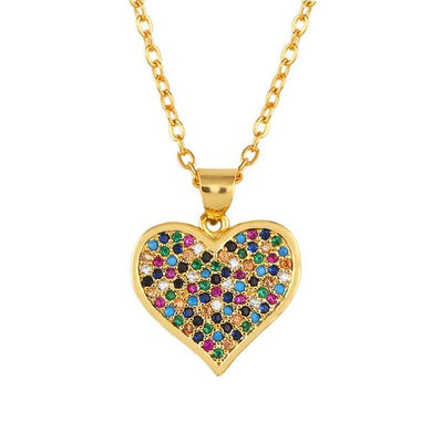 Multicolor Rhinestone Heart Necklace - BARUCH Style