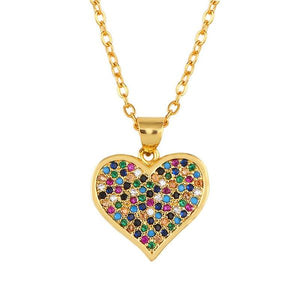 Multicolor Rhinestone Heart Necklace - BARUCH Style