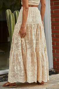 Eyelet Ruffle Maxi Skirt - BARUCH Style