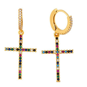 Multicolor Rhinestone Cross Earrings - BARUCH Style