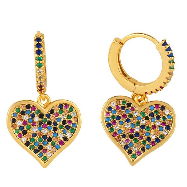Multi Color Heart Shaped Earrings with Colorful Rhinestones On
