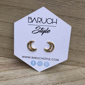 Multicolor Rhinestone Moon Earrings - BARUCH Style