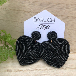 Beaded Heart Shaped Earrings - BARUCH Style