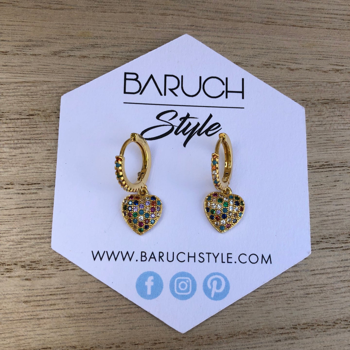 Multicolor Rhinestone Heart Earrings - BARUCH Style