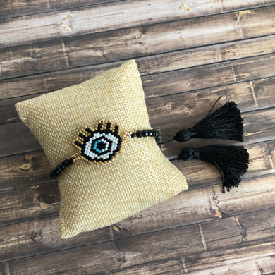 Evil Eye Beaded Tassel Bracelet - BARUCH Style