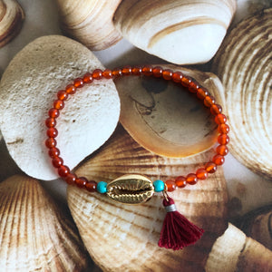 Natural-Stone beaded shell tassel Bracelet - BARUCH Style