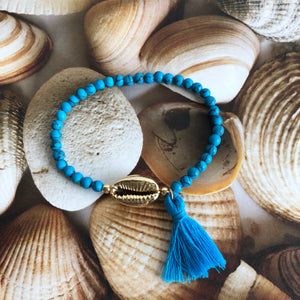 Natural-Stone beaded shell tassel Bracelet - BARUCH Style