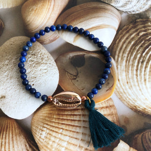 Natural-Stone beaded shell tassel Bracelet - BARUCH Style
