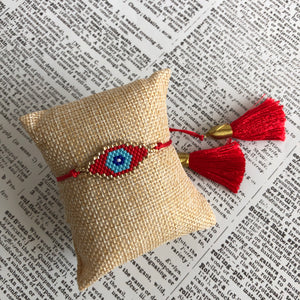 Oval Evil Eye Tassel bracelet - BARUCH Style