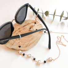 Sunglass Cord Chain / Face-Mask Holder (Pearl and Black Crystals) - BARUCH Style
