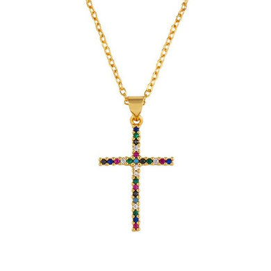 Multicolor Rhinestone Cross Necklace - BARUCH Style