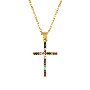 Multicolor Rhinestone Cross Necklace - BARUCH Style